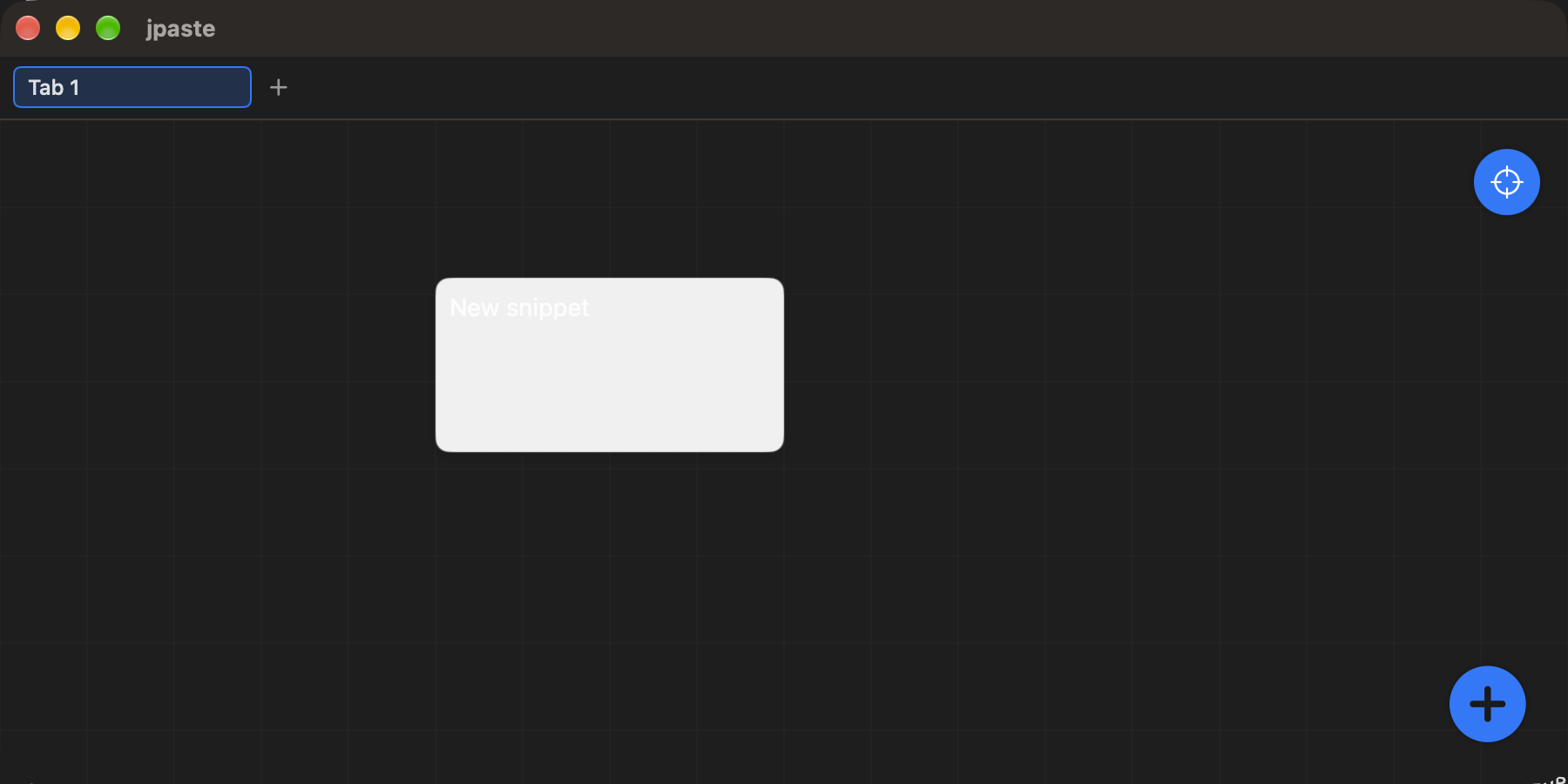 "New snippet" is placeholder text, not something I typed. The block draws, and that is the whole of it.